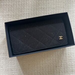 Chanel Quilted Black Sunglass Case Soft Shell with box